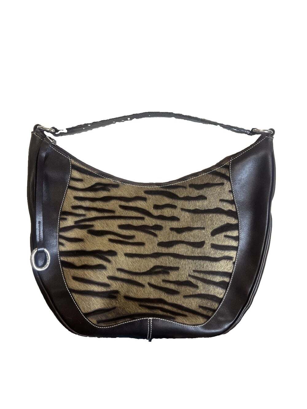 PUNTOTRES MADE IN Spain ANIMAL HAIR Leather SHOULDER BAG PURSE Fall Trend